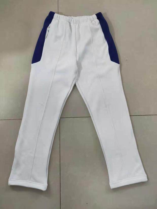 西安高新第一中学黄陵中学纯棉同款校服裤子高中生白色拼兰色条