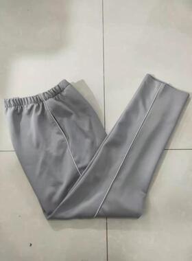 包邮校裤初高中学生灰色白边校服裤子四季款南韩丝宽松休闲运动裤