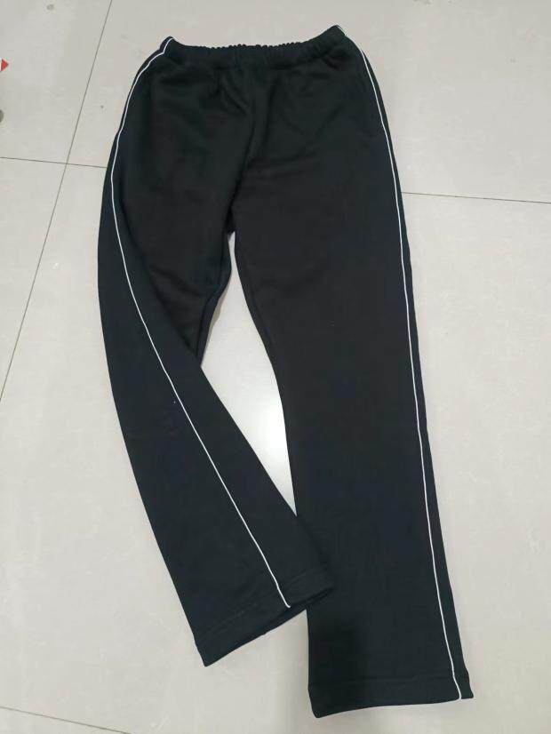 订做中小学生加绒加厚校服裤子冬季黑色加白细条杠运动长裤