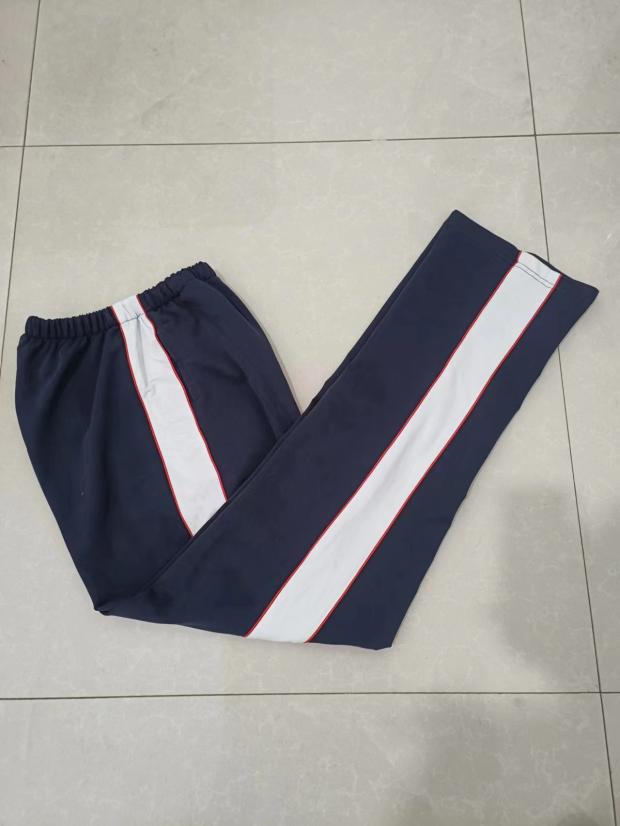订做加绒加厚中小学校服裤子藏蓝拼白宽杠二红细条校裤纯棉中性款