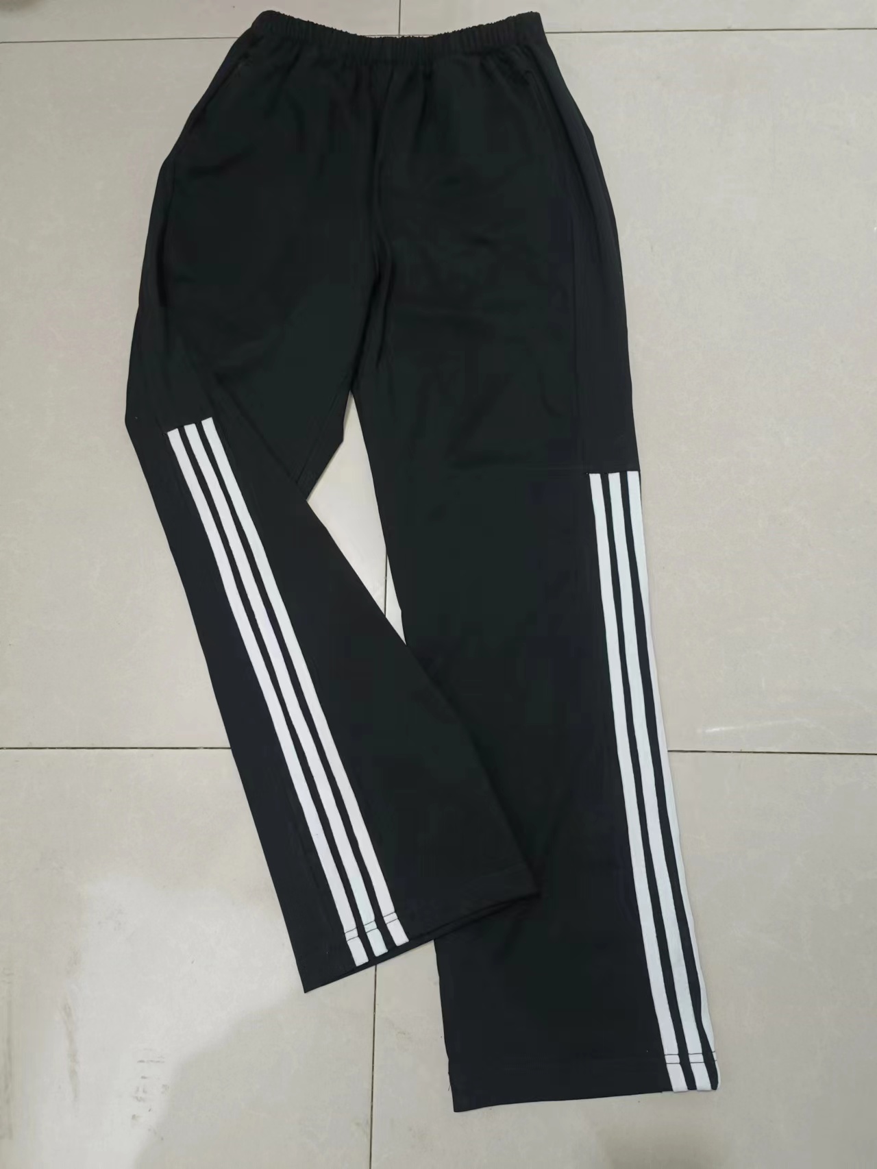 可订做纯棉中高小学生男女校服长裤黑色部分三白条运动休闲校裤子