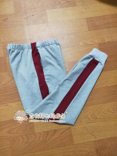 纯棉长裤浅灰色拼接休闲运动校服