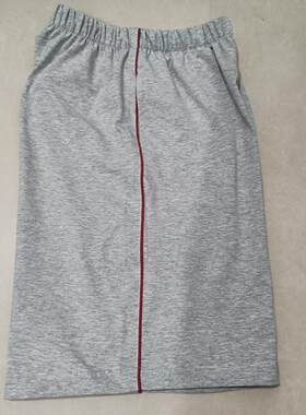 包邮夏季新款高中小学生纯棉运动校服裤浅灰色夹细酒红杠五分短裤