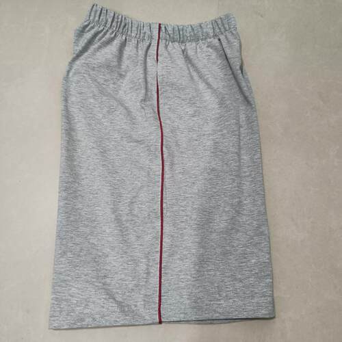 包邮夏季新款高中小学生纯棉运动校服裤浅灰色夹细酒红杠五分短裤