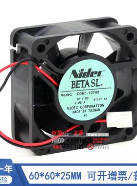 NIDEC D06T-12TS2 6025 12V 0.25A 耐用双滚珠轴承6CM 散热风扇