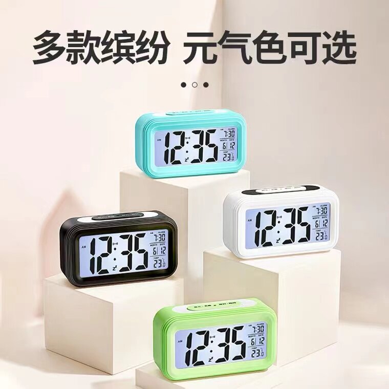 알람 시계 학생 빛나는 알람 크리 에이 티브 간단한 온도 다기능 침묵 침실 머리맡 스누즈 어린이 전자 시계