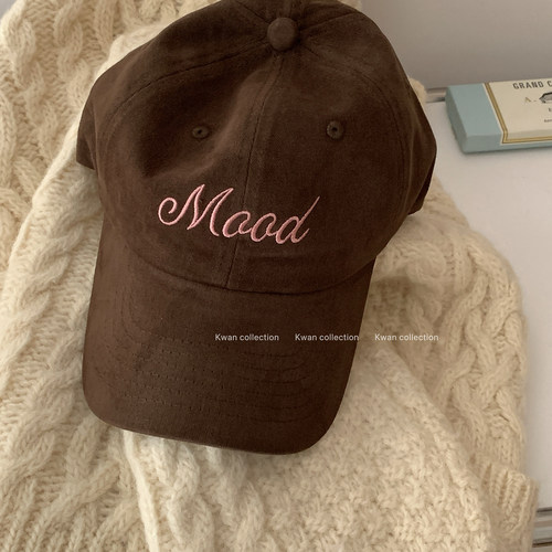 韩系棕色字母棒球帽百搭显脸小