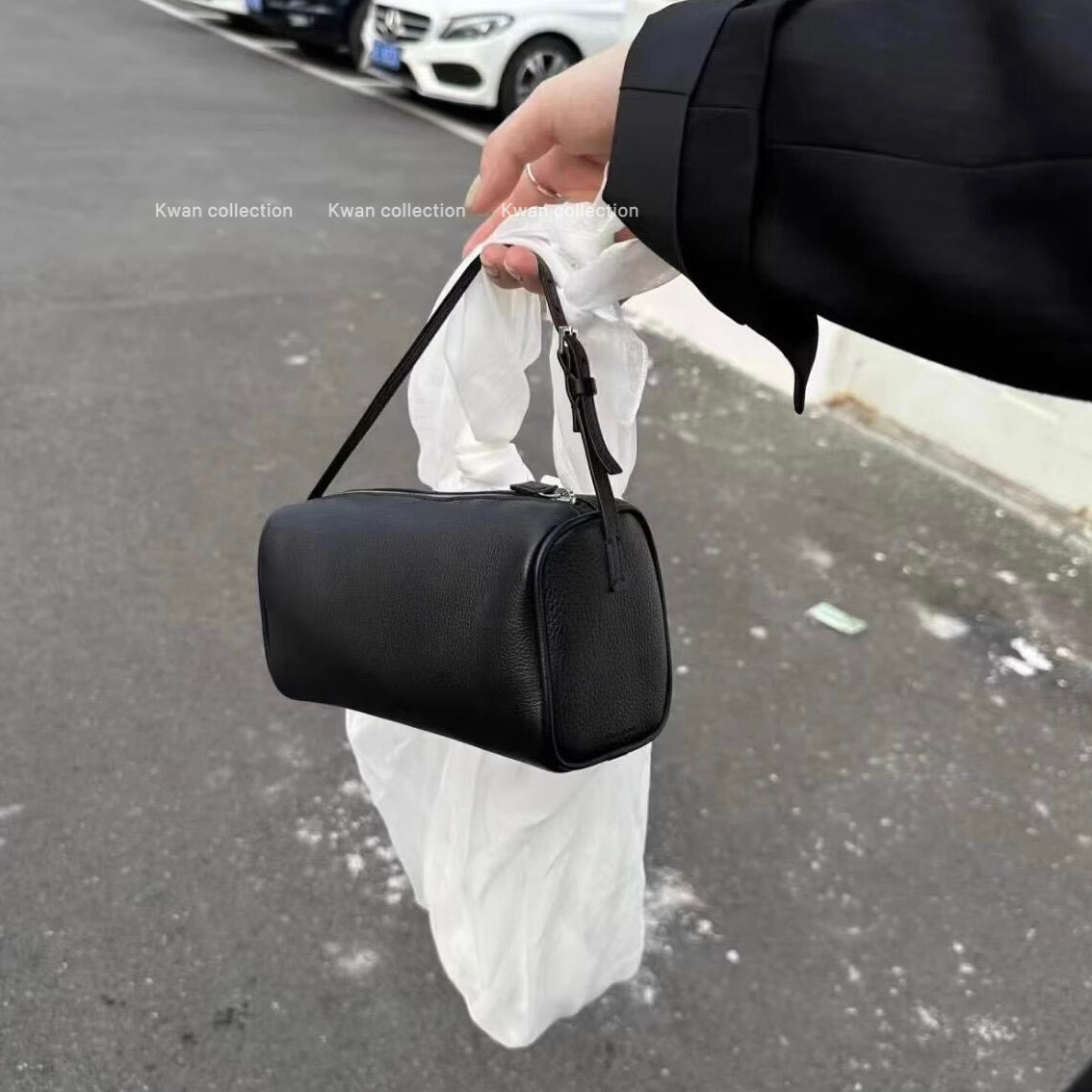 小众设计TR家90s笔筒包真皮