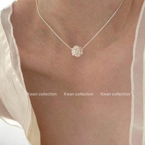 s925银花团锦簇天然淡水珍珠项链