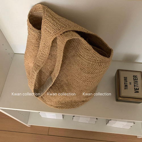 手工拉菲草度假风海边草编包夏季