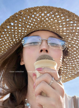 jennie同款无框渐变水银色墨镜
