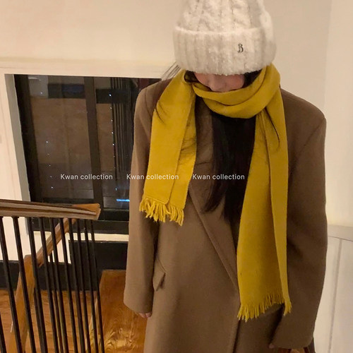 姜黄色围巾氛围感防寒保暖围脖女