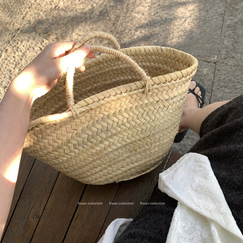春夏法式小众手工编织手提菜篮子