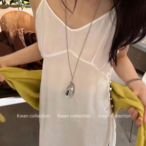 椭圆水滴吊坠项链小众设计毛衣链