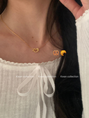 KWAN可爱碱水结镂空项链爱心线条感s925银简约韩版 女高级感锁骨链