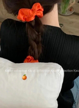 KWAN橘色大肠发圈mone同款韩国发绳头花高级感法式复古头绳发饰女