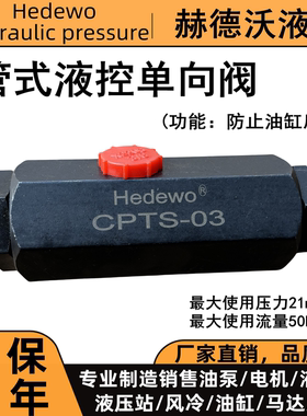 管式液控单向阀CPTS-03自锁油缸，防止油缸退回，引导逆止阀