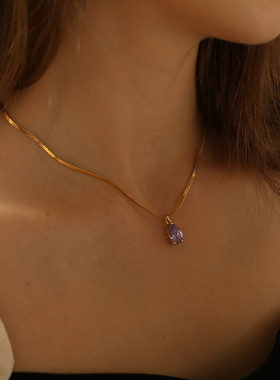 little joys紫水滴锆石项链小众ins简约高级感精致温柔气质毛衣链