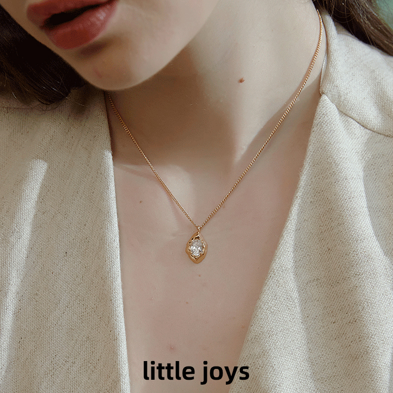 little joys晶石项链女小众ins简约风精致时尚通勤气质水滴锁骨链