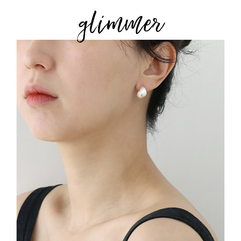 银色拉丝工艺几何法式耳环