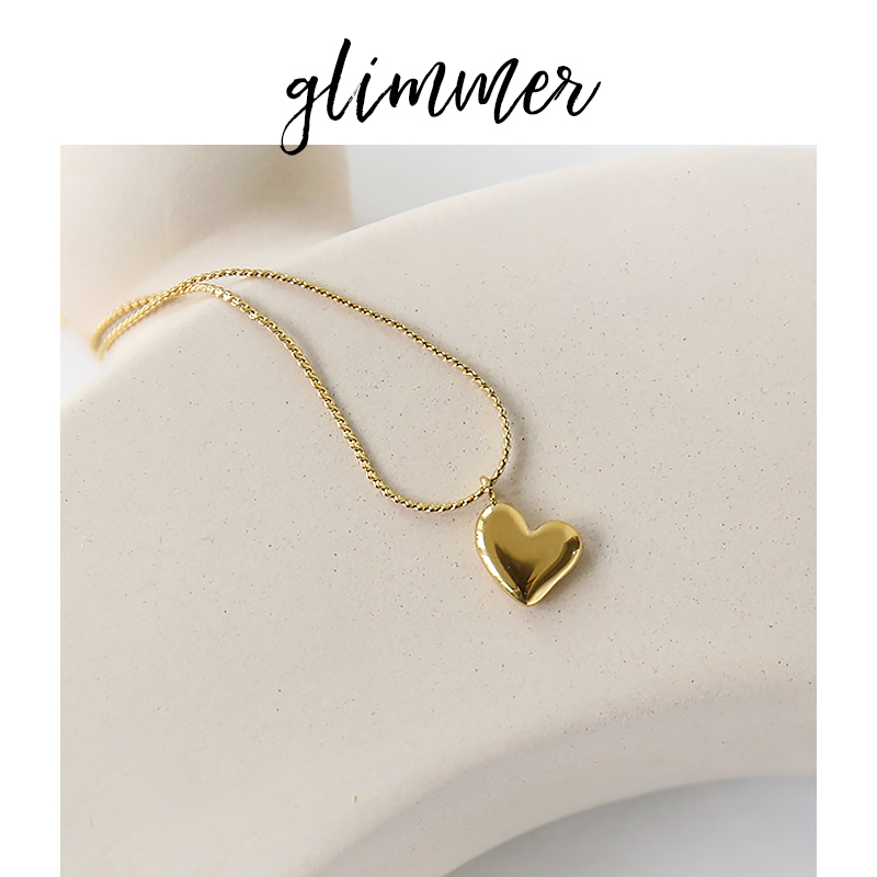 金色钛钢爱心吊坠法式项链