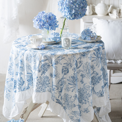 法式荷叶边纯棉桌布下午茶餐布