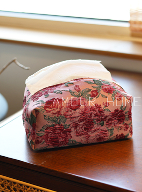 复古浮雕红玫瑰纸巾盒车载纸巾袋抽纸收纳套客厅餐桌高级感餐巾袋