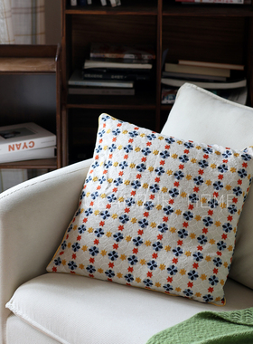 重工双面刺绣棉麻抱枕客厅沙发腰枕飘窗台靠枕精美包边工艺可拆洗