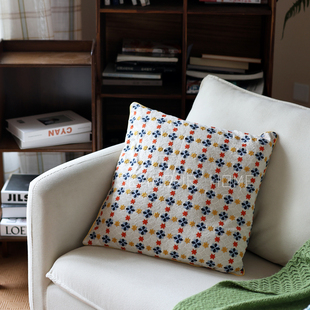 重工双面刺绣棉麻抱枕客厅沙发腰枕飘窗台靠枕精美包边工艺可拆洗