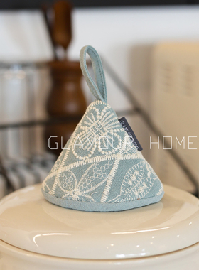 精美刺绣珐琅锅锅盖帽厨房加厚隔热锅把手锅耳套日式三角防烫锅帽