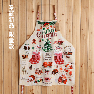 围裙 无袖 paris glam纯棉出口法国原单加厚围裙厨房圣诞礼物个性