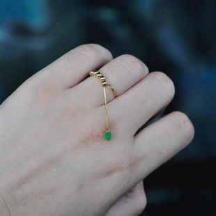 1月生辰石沙弗莱可调节戒链戒指18k金原创设计定制生日礼物