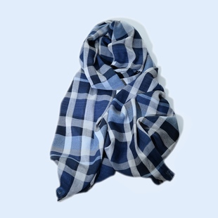 经典格子围巾男女春秋冬天薄款韩版玫红蓝色方格百搭披肩围脖学生