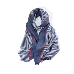 撞色条纹深蓝黑色百搭棉麻披肩潮 韩版 新款 棉质围巾男女春秋天薄款