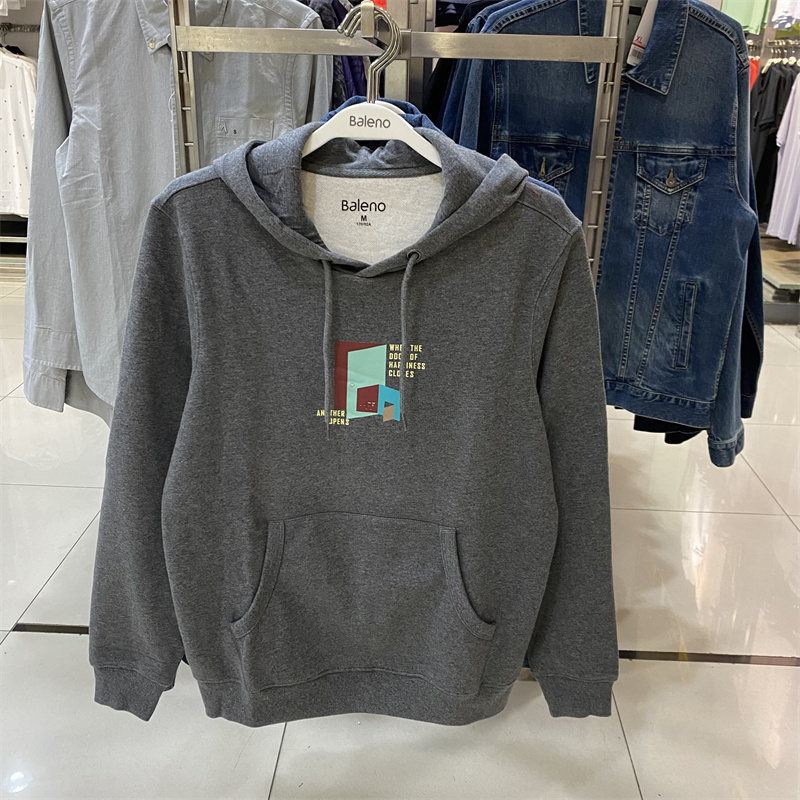 班尼路秋冬男上衣加绒连帽卫衣