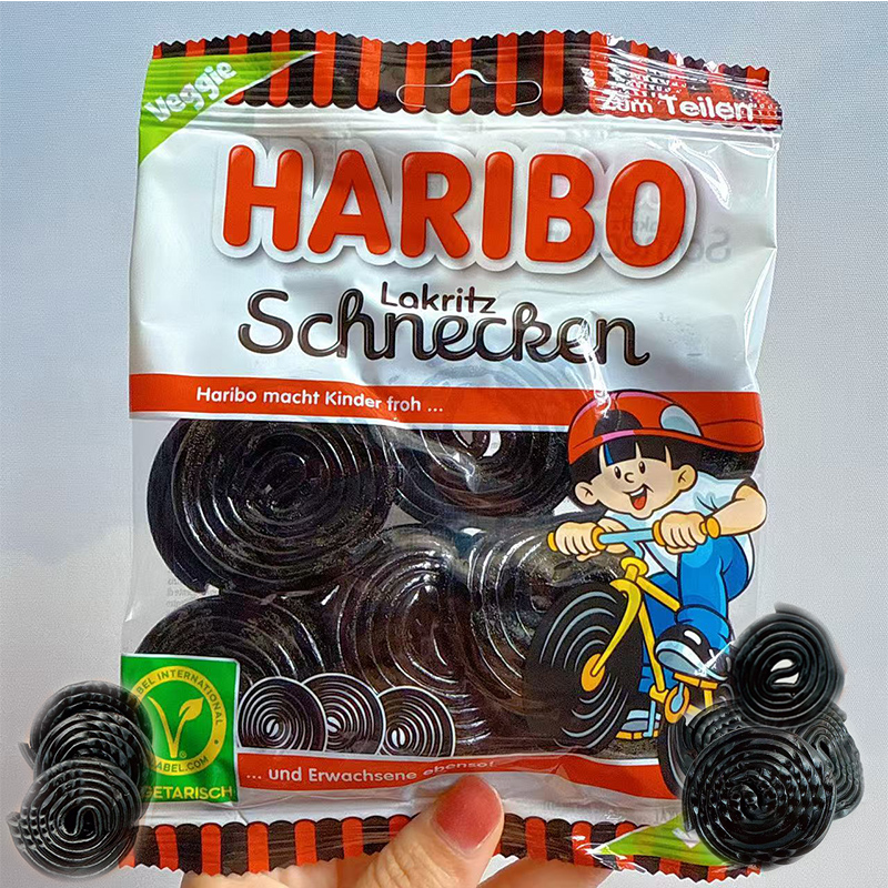 德国进口Haribo哈瑞宝甘草味软糖175g怪味大料整蛊甘草糖果零食