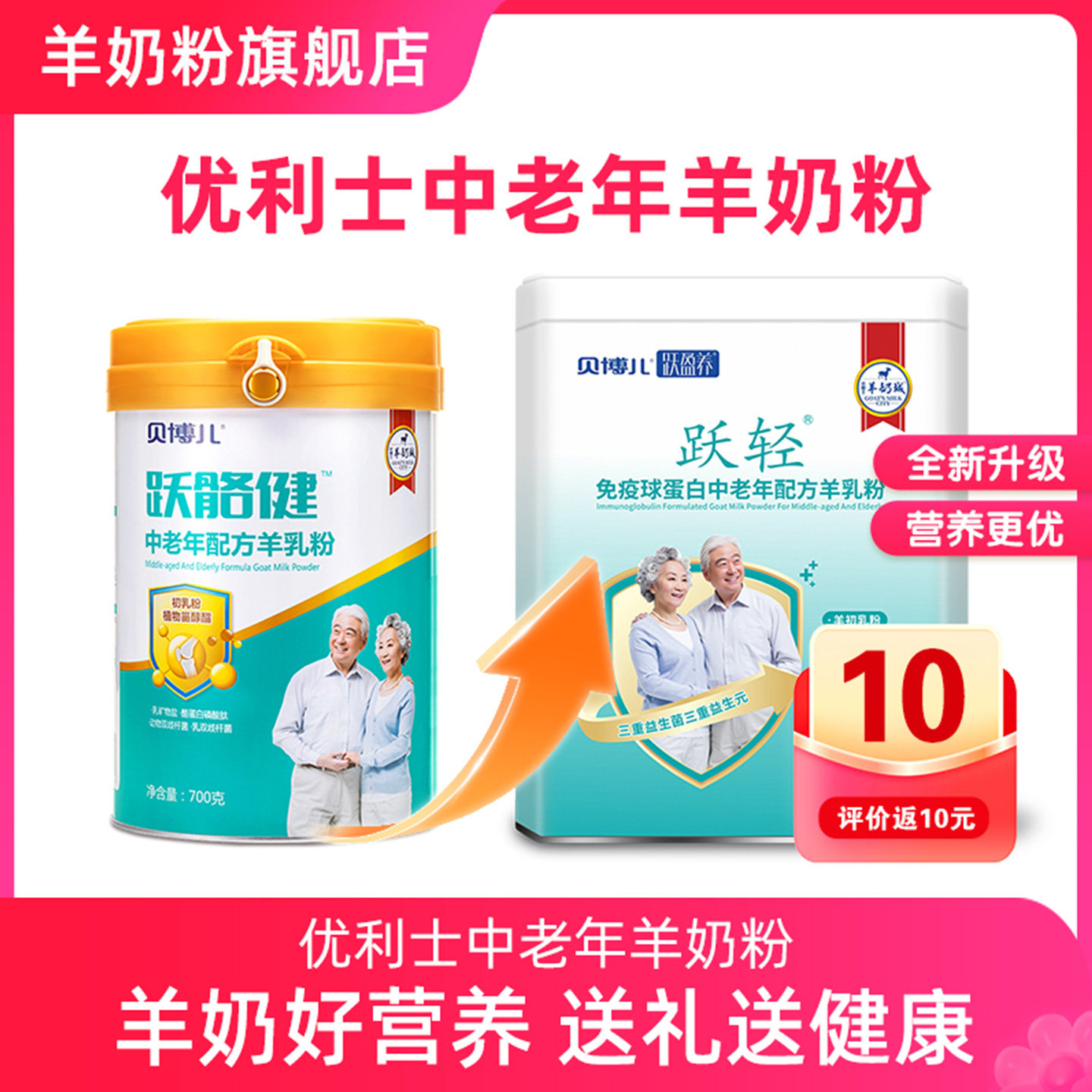 【618大促】优利士跃轻跃骼健中老年羊奶粉礼品益生菌高钙无蔗糖