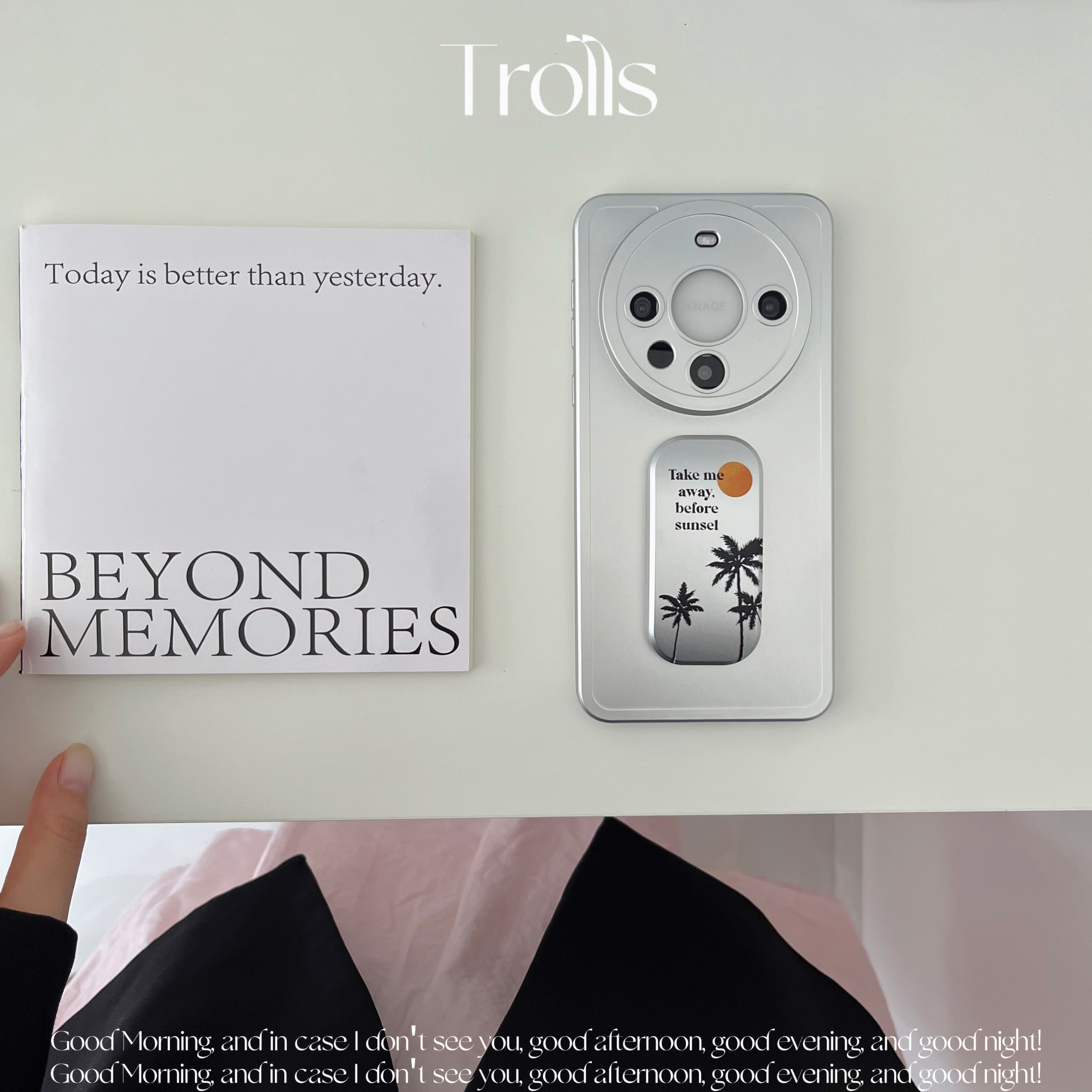 Trolls|落日椰林 原创高级感冷淡风ins电镀银色手机壳全包软壳适用华为Pura70Promate70reno13小米15oppoX200