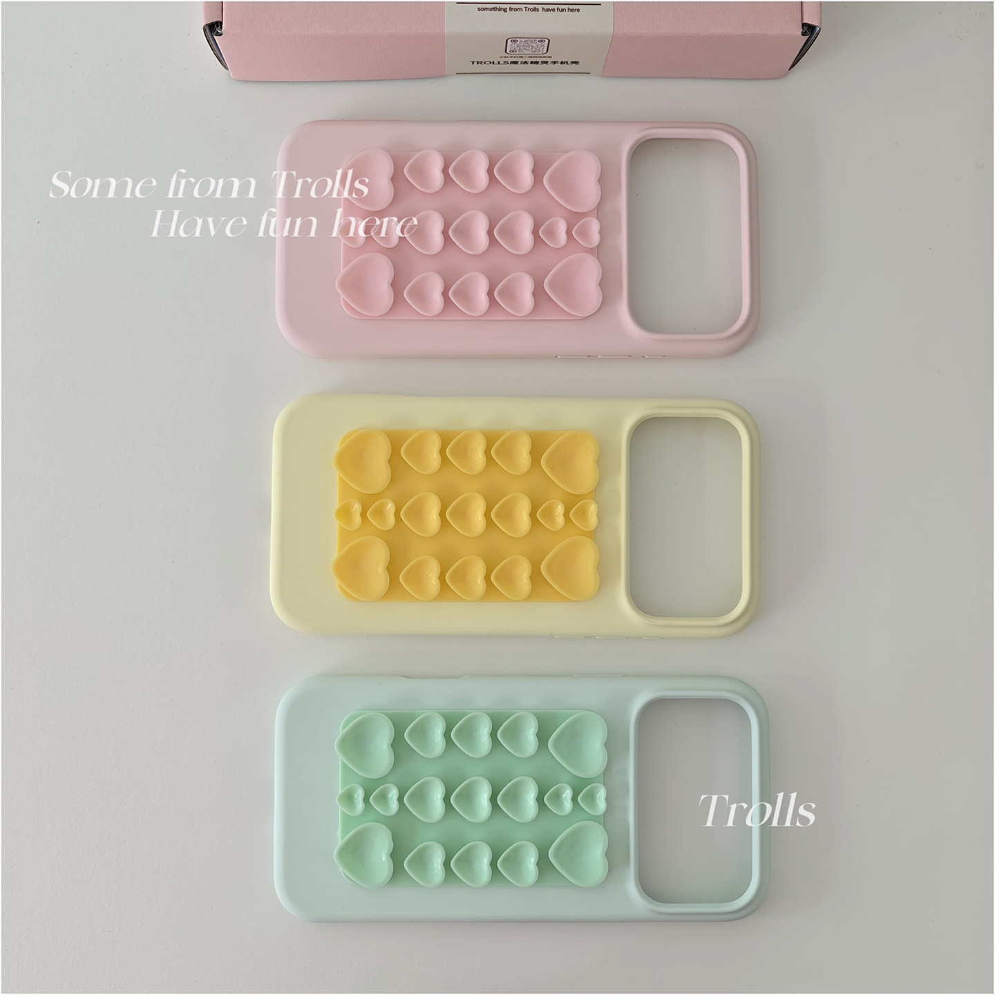 Trolls｜一见便倾心 夏日多巴胺系列 软胶爱心吸盘ins博主同款液态硅胶手机壳适用iphone17华为mate80Pro小米