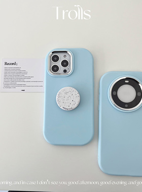 Trolls|韩国ins同款白色泼墨支架奶油蓝色手机壳适用华为pura80pro荣耀400/x200s小米15高级感大孔镜头保护套