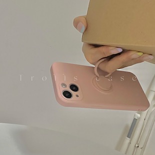 Trolls mat70iphone17小米15 温柔杏粉色一体支架手机壳全包防摔便捷可旋转指环支架适用p70pro荣耀90华为P60
