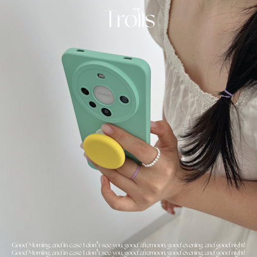 Trolls【薄荷芥末球】chao清新黄绿撞色泡泡软胶支架手机壳适用mate80华为Pura90Pro小米17oppo/vivo全包软壳