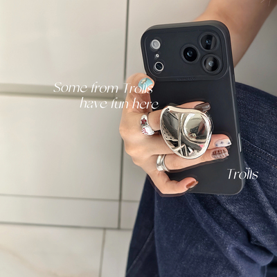 Trolls｜银色水滩 极简系ins风暗黑金属色支架全包防摔手机壳适用华为pura80Pro/mate70小米17苹果16oppovivo