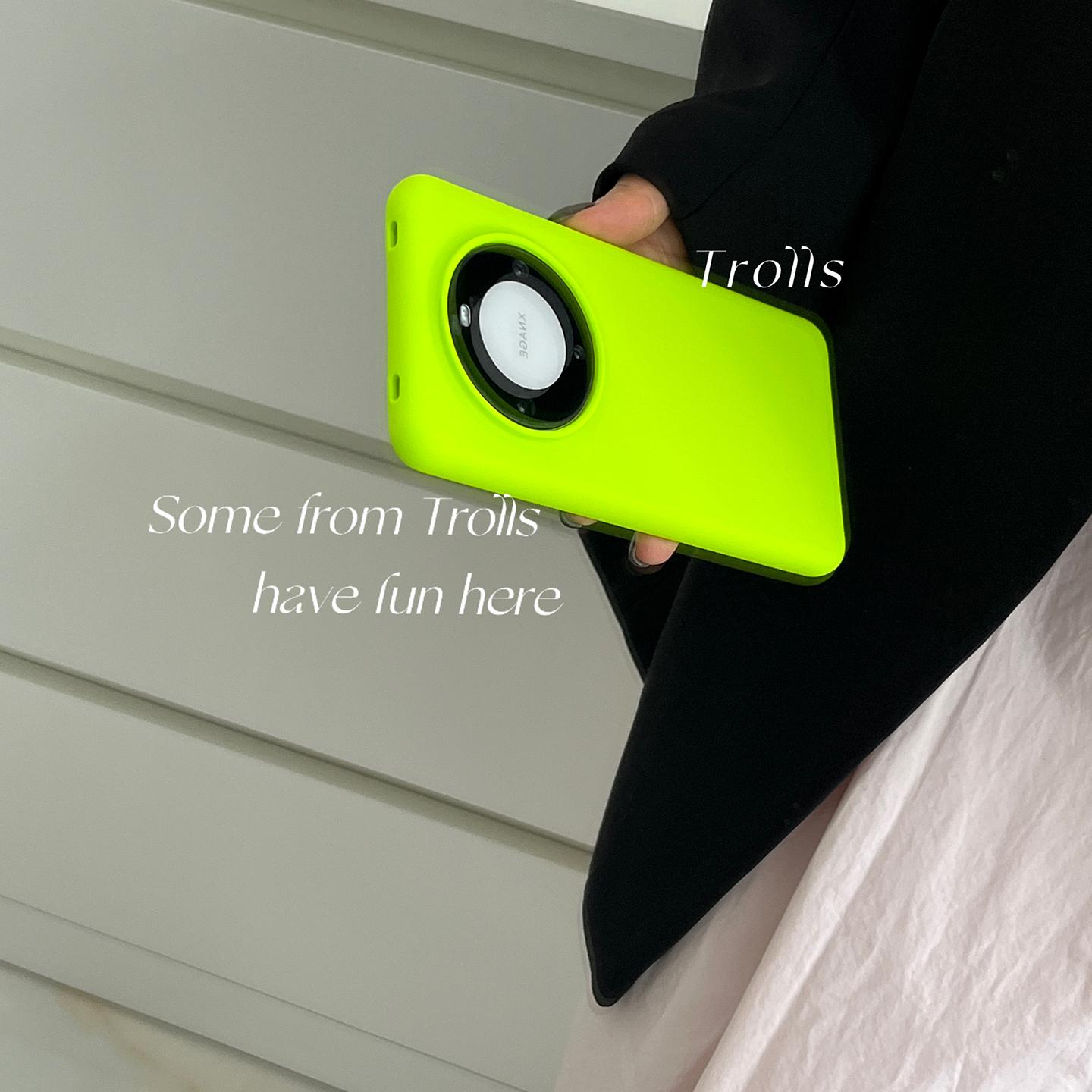 Trolls|小众高级感荧光绿华为mate70Pro软糯液态硅胶手机壳适用iphone16promax/小米15新款findx8中性纯色ins