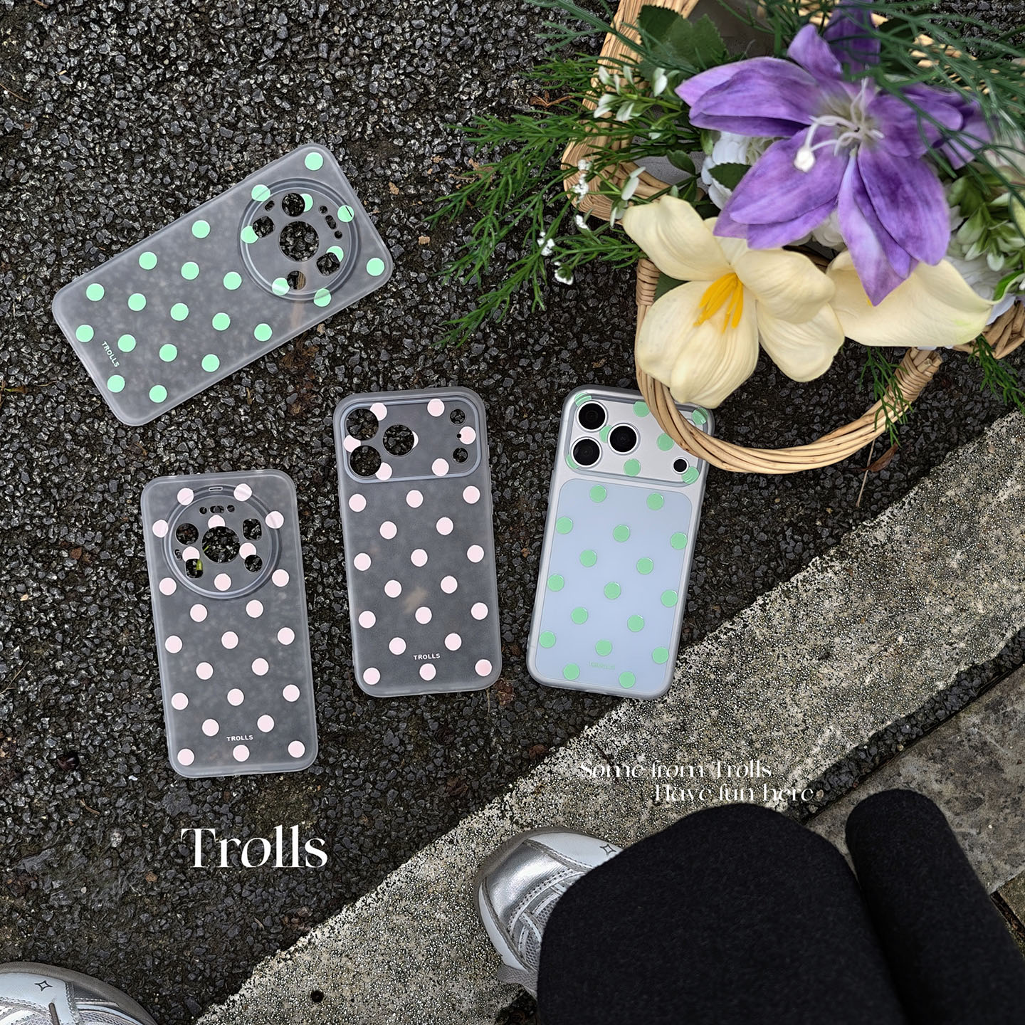 Trolls｜绿粉泡泡 新品韩系清新ins莓果粉泡泡波点硅胶手机壳适用苹果17promax华为mate80pura90/小米17pro软