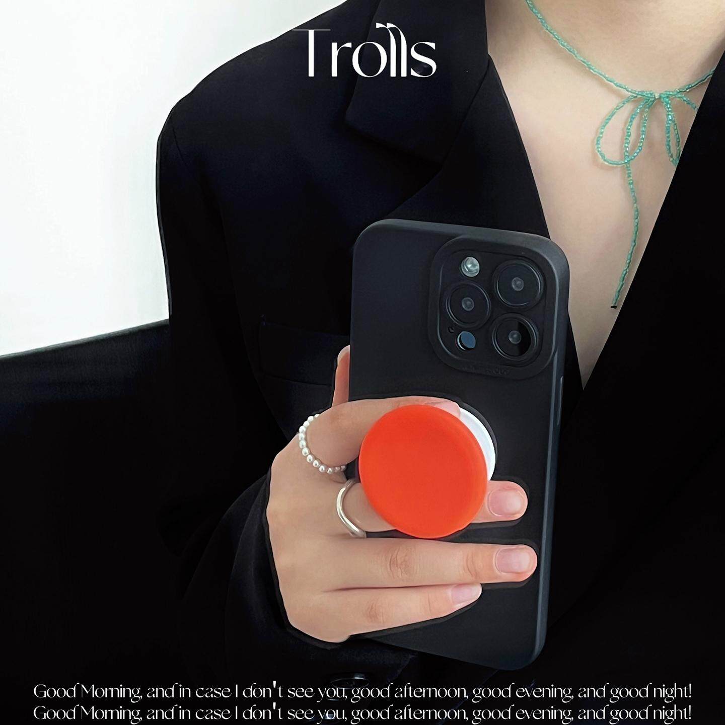 Trolls|海棠 极简高级感ins橙黑撞色支架手机壳小众软壳适用mate70pro华为P80Proiphone16/15promax小米15/14