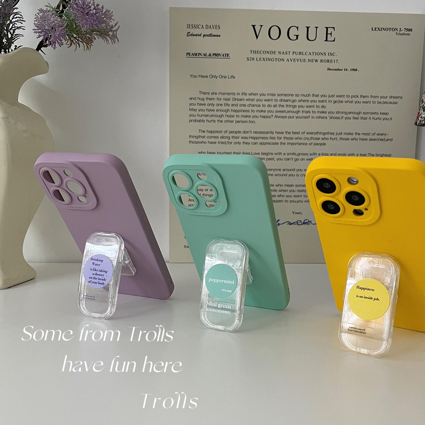 Trolls●清新波点推拉支架华为mate70Pro手机壳ins香草紫色荣耀magic7海盐薄荷绿色适用小米15苹果16oppovivo