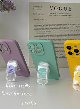 Trolls●清新波点推拉支架华为mate80Pro手机壳ins香草紫色荣耀magic8海盐薄荷绿色适用小米17苹果16oppovivo