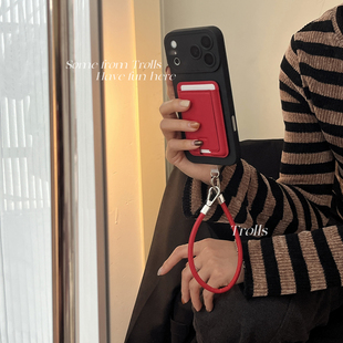 Trolls|暗黑血影红 原创小众高级感ins黑红撞色浓郁红挂绳全包软壳手机壳适用华为mate80Pro小米17/iphone16