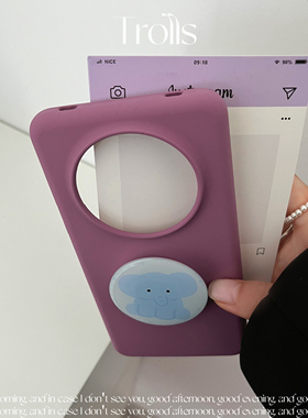 Trolls|蓝色小象 软糯橡皮擦手感液态硅胶手机壳适用华为Pura80Promate70苹果16小米15oppovivo可爱ins风支架